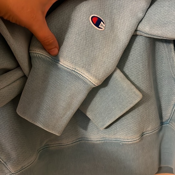 Champion Baby Blue Hoodie Reverse Weave Men’s Medium - Picture 4 of 5